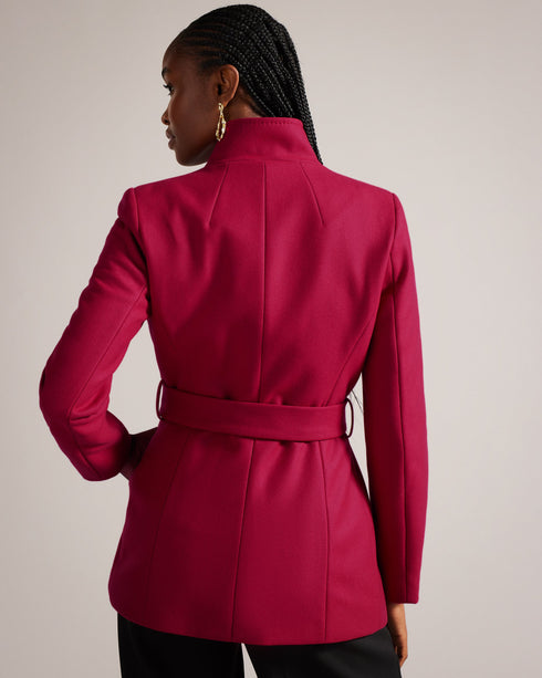 RYTAA-Outerwear-Formed from a sumptuous blend of wool and cashmere, the RYTAA coat will cocoon you in a layer of luxury. Featuring a high neck and waist tie belt, it helps you beat the elements in serious style. Wool-cashmere blend Wrap front Wait belt included Button fastening Hardware detailing at belt and collar Printed lining Our model is 5'9"/ 1.75m and wears a Ted size 2- Ted Baker Romania